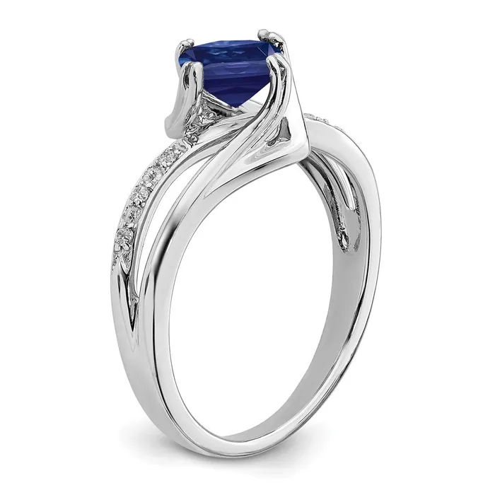 Rings Goldia Solid 14k White Gold Created Simulated Sapphire and CZ Ring