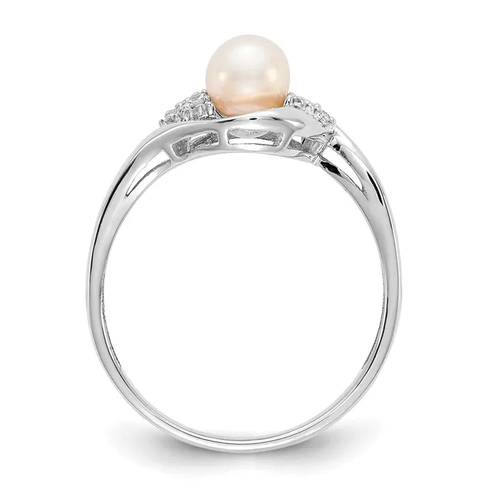 Rings Goldia Solid 14k White Gold FW Cultured Pearl and Simulated CZ Ring