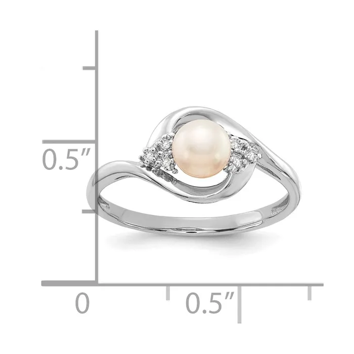 Rings Goldia Solid 14k White Gold FW Cultured Pearl and Simulated CZ Ring