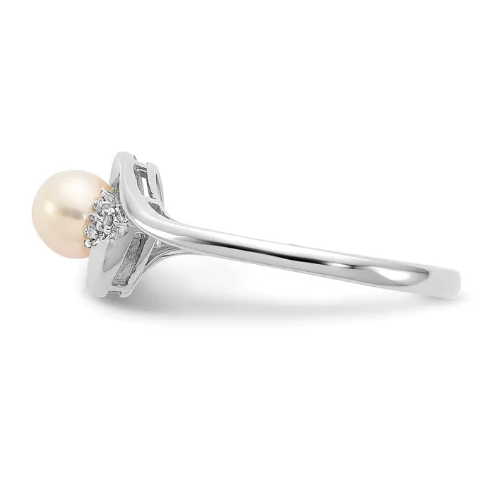 Rings Goldia Solid 14k White Gold FW Cultured Pearl and Simulated CZ Ring