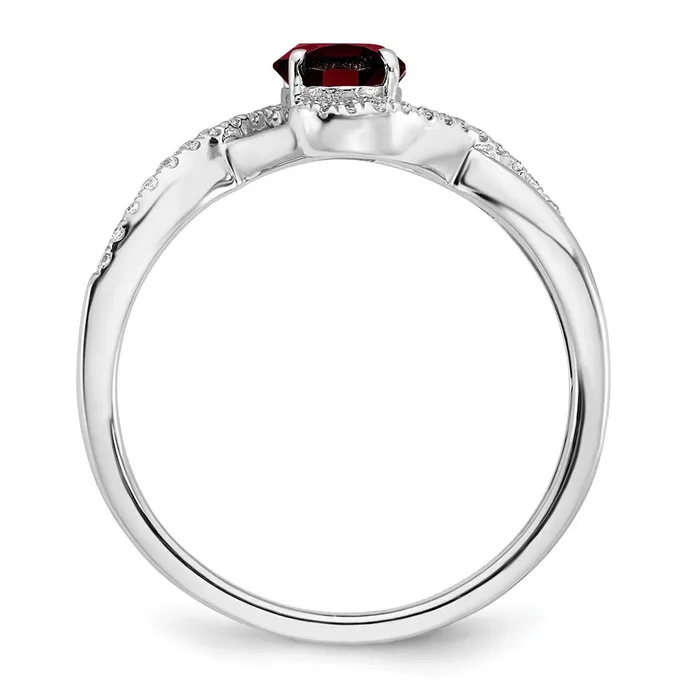 Rings Goldia Solid 14k White Gold Oval Simulated Garnet and CZ Twist Ring
