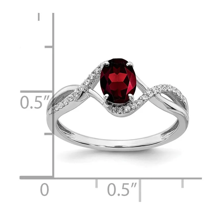 Rings Goldia Solid 14k White Gold Oval Simulated Garnet and CZ Twist Ring