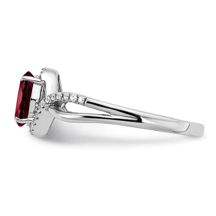 Rings Goldia Solid 14k White Gold Oval Simulated Garnet and CZ Twist Ring
