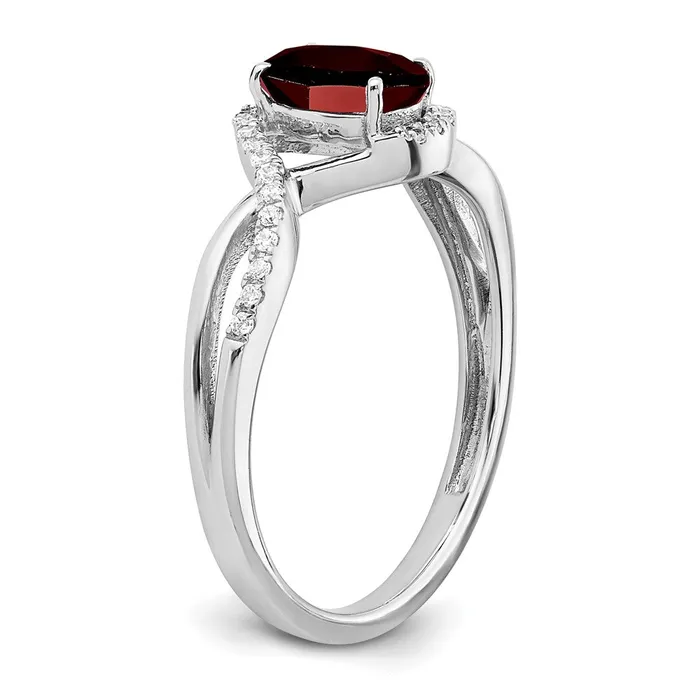 Rings Goldia Solid 14k White Gold Oval Simulated Garnet and CZ Twist Ring