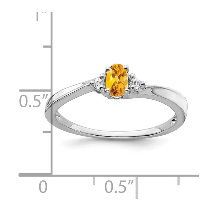 Rings Goldia Solid 14k White Gold Simulated Citrine and CZ Ring