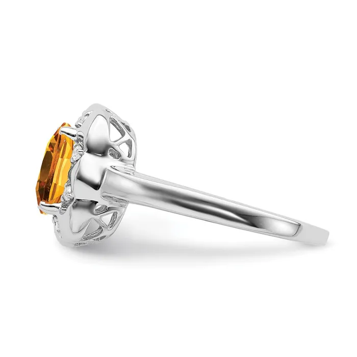 Rings Goldia Solid 14k White Gold Simulated Citrine and CZ Ring