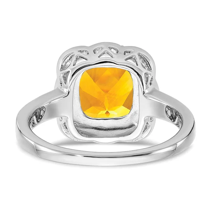 Rings Goldia Solid 14k White Gold Simulated Citrine and CZ Ring