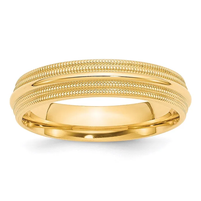 Rings Goldia Solid 14K Yellow Gold 5mm Double Milgrain Comfort Fit MensWomens Wedding Band Ring Size 11 Rings Goldia Solid 14K Yellow Gold 5mm Double Milgrain Comfort Fit MensWomens Wedding Band Ring Size 11