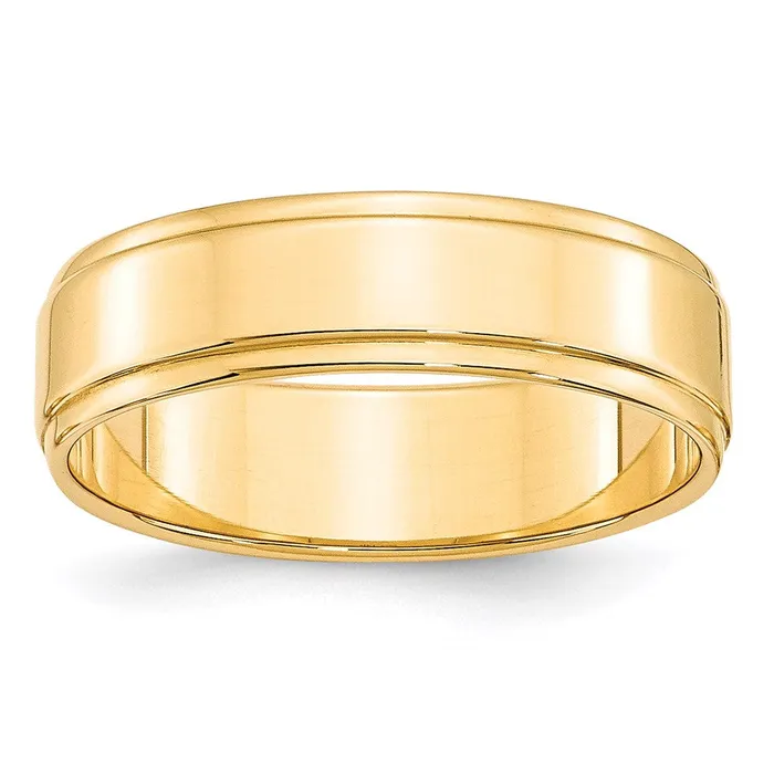 Rings Goldia Solid 14K Yellow Gold 6mm Flat with Step Edge MensWomens Wedding Band Ring Size 4 Rings Goldia Solid 14K Yellow Gold 6mm Flat with Step Edge MensWomens Wedding Band Ring Size 4
