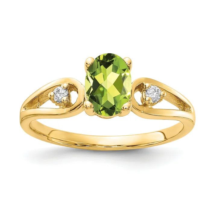Rings Goldia Solid 14k Yellow Gold 7x5mm Oval Simulated Peridot AAA CZ Ring Rings Goldia Solid 14k Yellow Gold 7x5mm Oval Simulated Peridot AAA CZ Ring