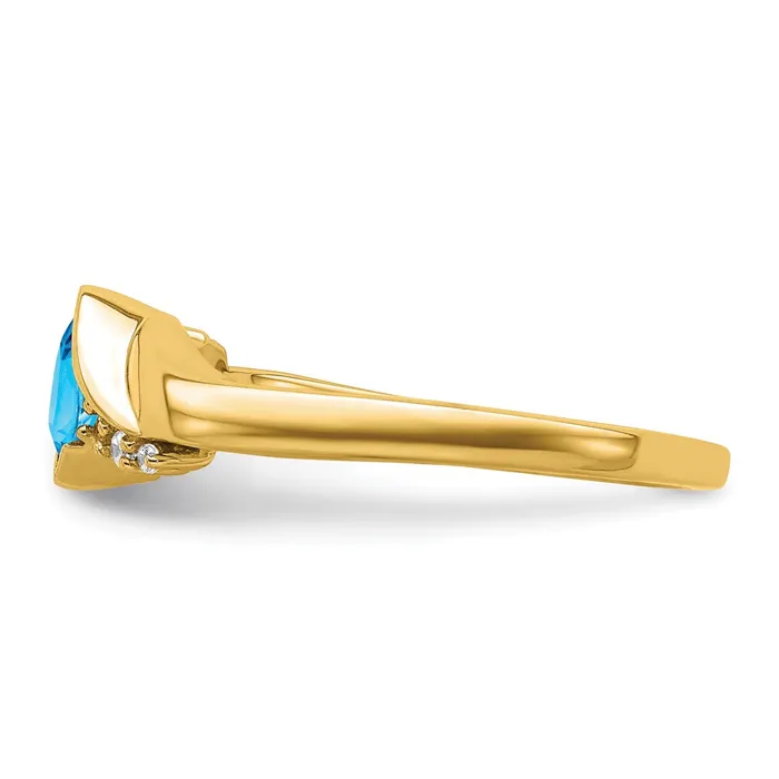 Rings Goldia Solid 14k Yellow Gold Simulated Blue Topaz and CZ Ring
