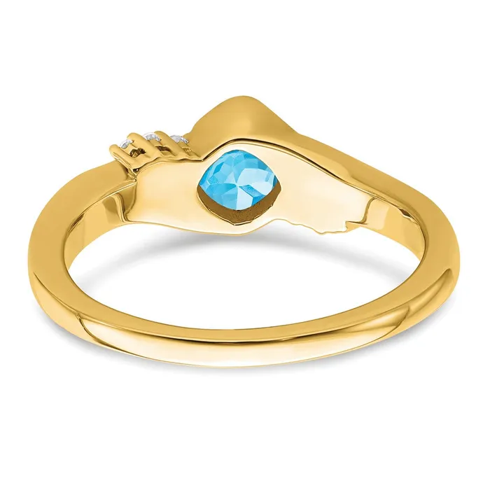 Rings Goldia Solid 14k Yellow Gold Simulated Blue Topaz and CZ Ring