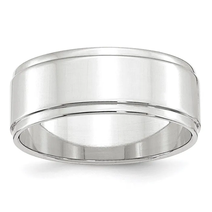 Rings Goldia Solid 18K White Gold 8mm Flat with Step Edge MensWomens Wedding Band Ring Size 12 Rings Goldia Solid 18K White Gold 8mm Flat with Step Edge MensWomens Wedding Band Ring Size 12
