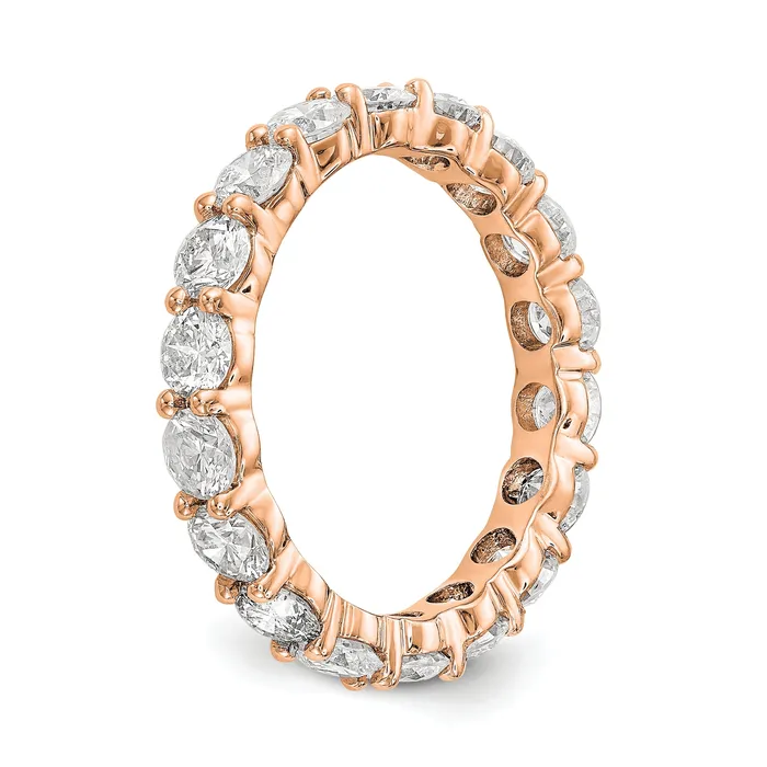 Rings Goldia Solid Real 14k Rose Gold Polished Shared Prong 3ct CZ Eternity Wedding Band Ring