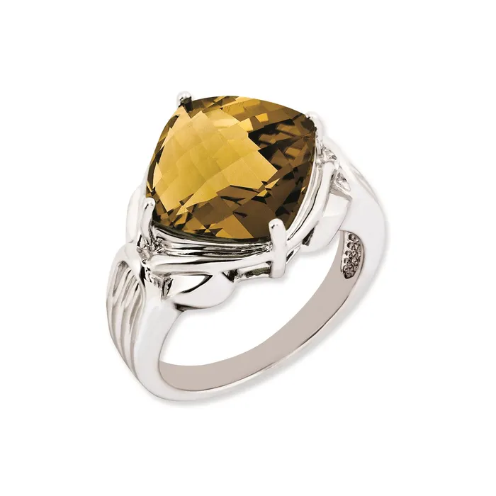 Rings Goldia Sterling Silver 14K White Gold Plated CheckerCut Whiskey Quartz Gemstone Birthstone Ring Fine Jewelry Gift for Her Rings Goldia Sterling Silver 14K White Gold Plated CheckerCut Whiskey Quartz Gemstone Birthstone Ring Fine Jewelry Gift for Her