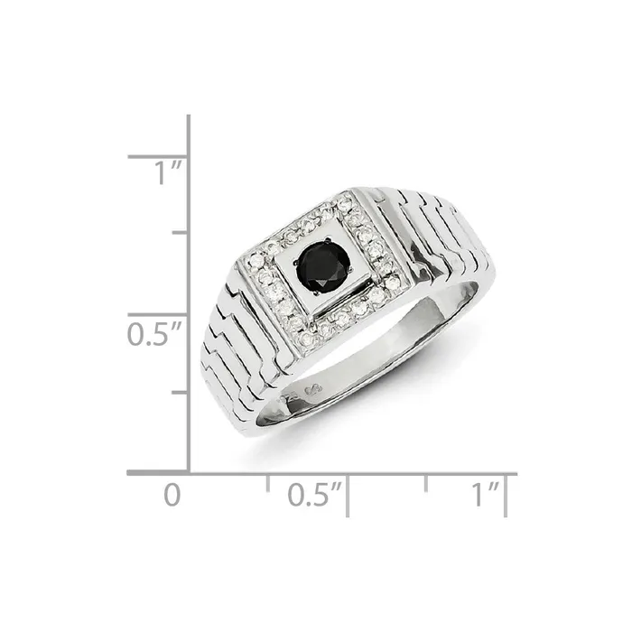 Rings Goldia Sterling Silver Black and White Diamond Square Mens Ring