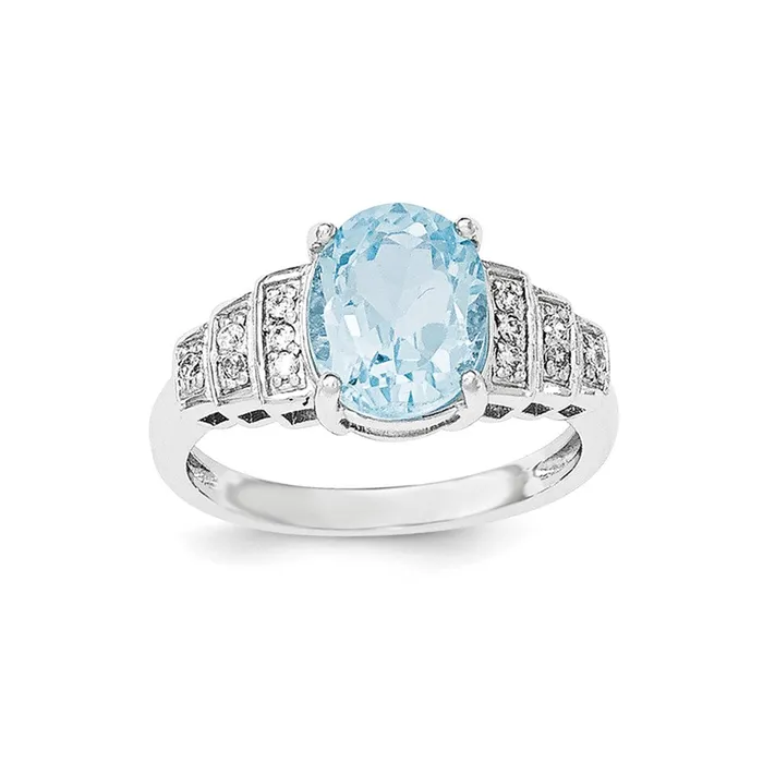 Rings Goldia Sterling Silver Blue TopazCZ Oval wAccents Ring