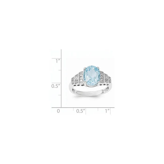 Rings Goldia Sterling Silver Blue TopazCZ Oval wAccents Ring