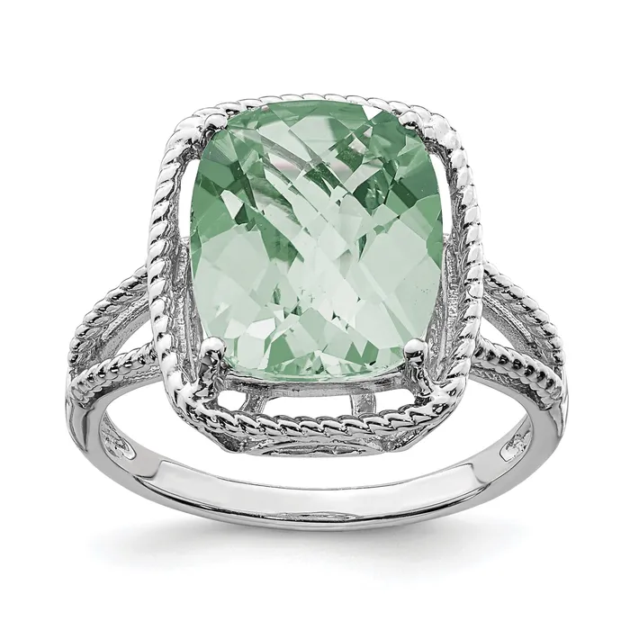 Rings Goldia Sterling Silver Rhodium CheckerCut Green Quartz Gemstone Birthstone Ring Fine Jewelry Gift for Her Rings Goldia Sterling Silver Rhodium CheckerCut Green Quartz Gemstone Birthstone Ring Fine Jewelry Gift for Her