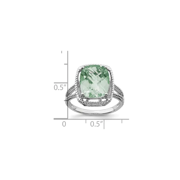 Rings Goldia Sterling Silver Rhodium CheckerCut Green Quartz Gemstone Birthstone Ring Fine Jewelry Gift for Her Rings Goldia Sterling Silver Rhodium CheckerCut Green Quartz Gemstone Birthstone Ring Fine Jewelry Gift for Her