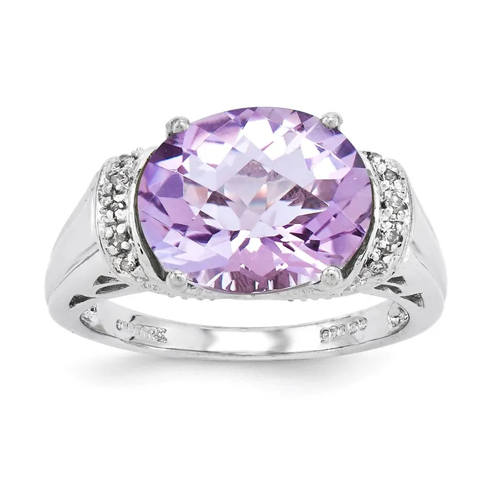 Rings Goldia Sterling Silver Rhodiumplated CheckerCut Pink Quartz Ring