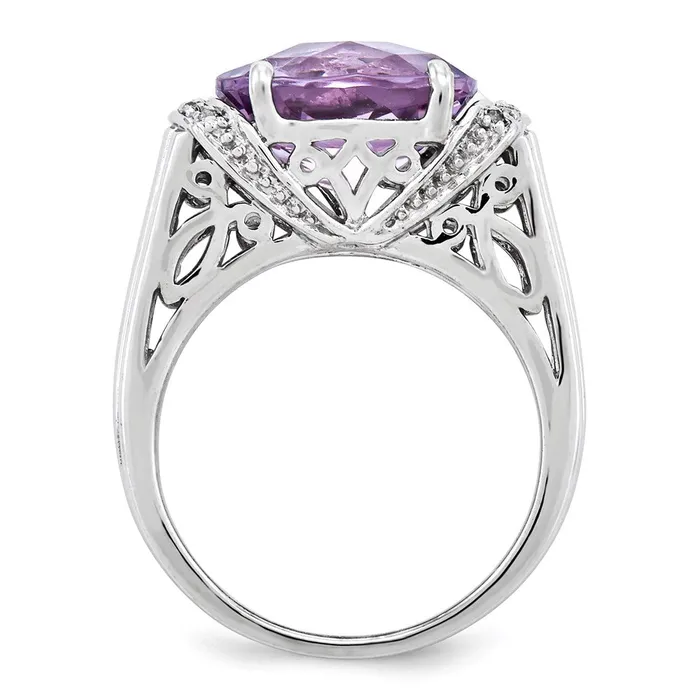 Rings Goldia Sterling Silver Rhodiumplated CheckerCut Pink Quartz Ring