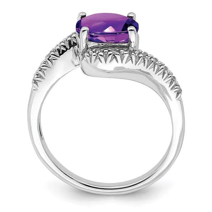 Rings Goldia Sterling Silver Rhodium Plated Diamond and Amethyst Oval Ring