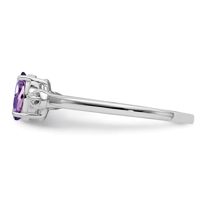Rings Goldia Sterling Silver Rhodium Plated Diamond and Amethyst Oval Ring