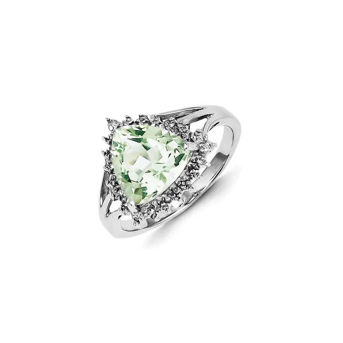 Rings Goldia Sterling Silver Rhodium Trillion Green Quartz u0026 Diamond Ring Rings Goldia Sterling Silver Rhodium Trillion Green Quartz u0026 Diamond Ring