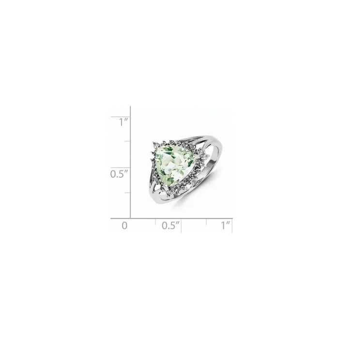 Rings Goldia Sterling Silver Rhodium Trillion Green Quartz u0026 Diamond Ring