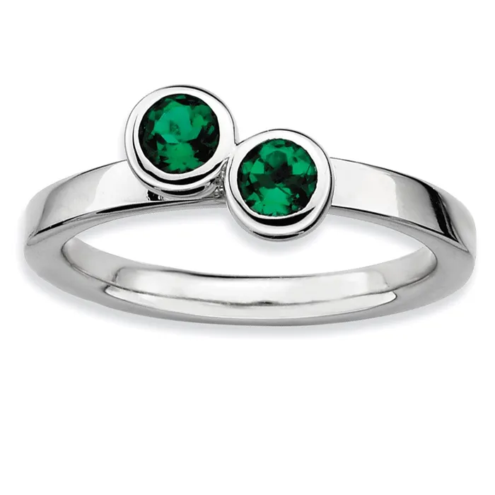 Rings Goldia Sterling Silver Stackable Expressions Dbl Round Created Emerald Ring Rings Goldia Sterling Silver Stackable Expressions Dbl Round Created Emerald Ring