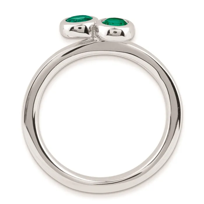 Rings Goldia Sterling Silver Stackable Expressions Dbl Round Created Emerald Ring