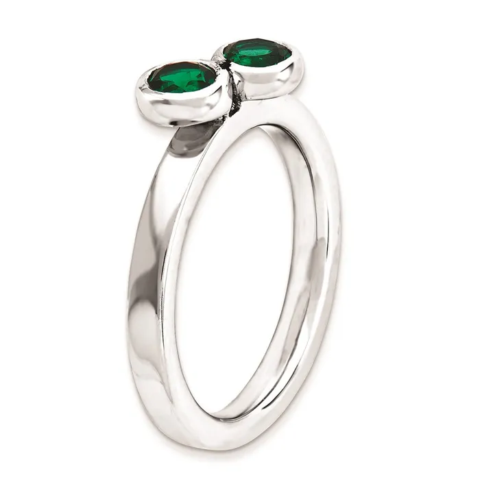 Rings Goldia Sterling Silver Stackable Expressions Dbl Round Created Emerald Ring