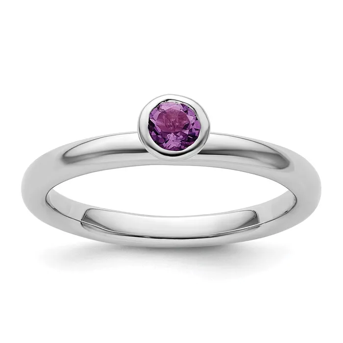 Rings Goldia Sterling Silver Stackable Expressions High 4mm Round Amethyst Ring Rings Goldia Sterling Silver Stackable Expressions High 4mm Round Amethyst Ring