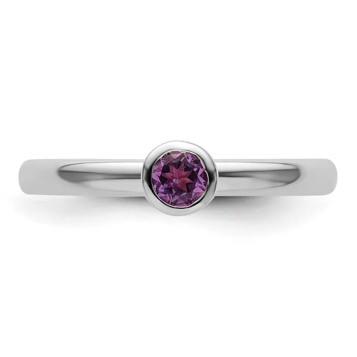 Rings Goldia Sterling Silver Stackable Expressions High 4mm Round Amethyst Ring