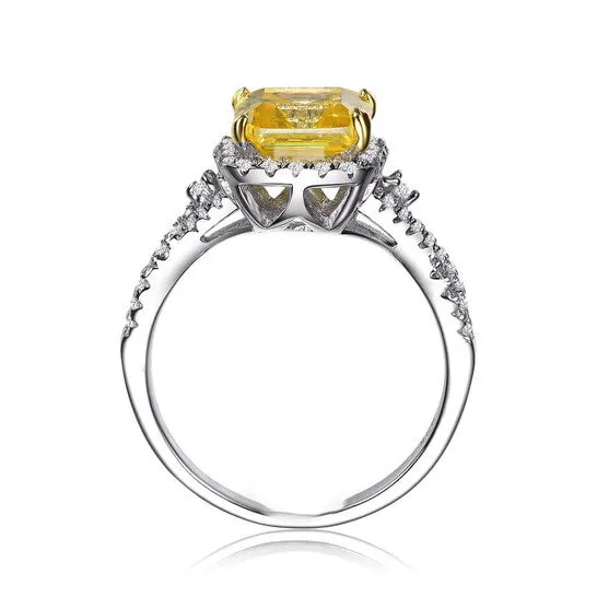 Rings JMS always Original Megan Walford Sterling Silver Yellow Cushion and Clear Round Cubic Zirconia Twisted Ring Rings JMS always Original Megan Walford Sterling Silver Yellow Cushion and Clear Round Cubic Zirconia Twisted Ring
