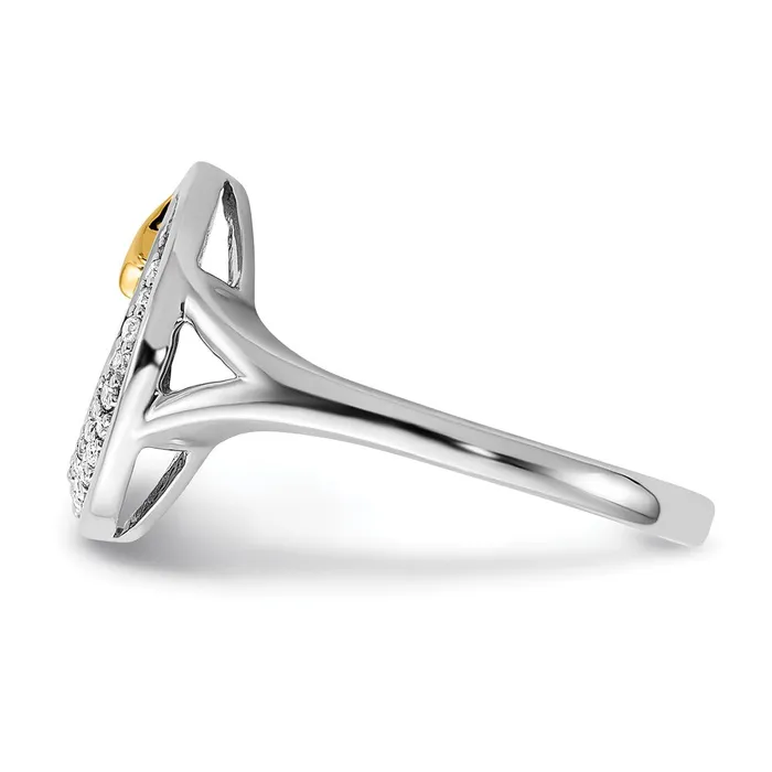 Rings Solid 14k Twotone Polished Moon and Star Simulated CZ Ring Goldia
