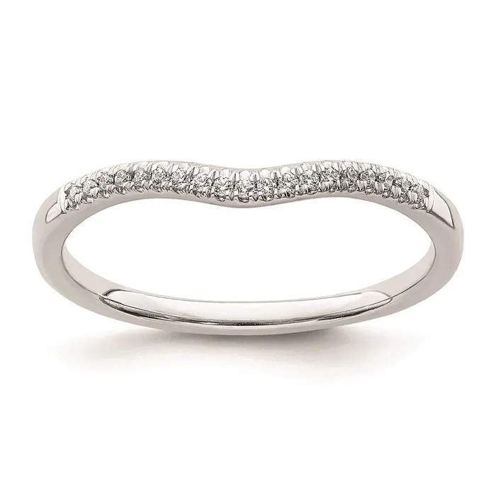 Rings Solid 14k White Gold Simulated CZ Contoured Wedding Band Goldia