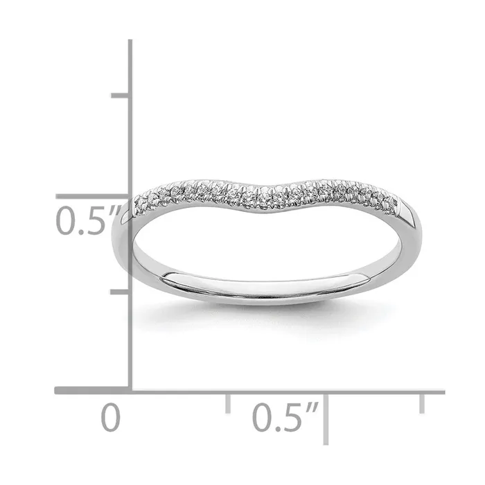 Rings Solid 14k White Gold Simulated CZ Contoured Wedding Band Goldia