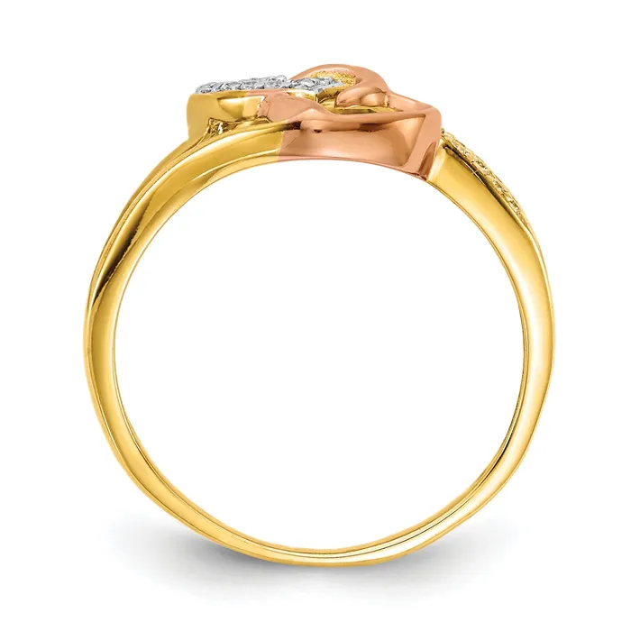 Rings Solid 14k Yellow Gold Simulated CZ Hearts Ring Goldia