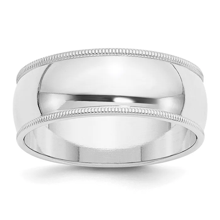 Rings Solid 18K White Gold 8mm Milgrain Half Round MensWomens Wedding Band Ring Size 10 Goldia Rings Solid 18K White Gold 8mm Milgrain Half Round MensWomens Wedding Band Ring Size 10 Goldia