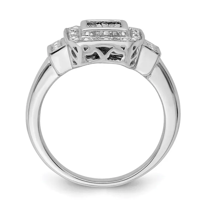 Rings Sterling Silver Rhodium Diamond Square Ring Goldia