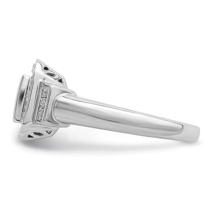 Rings Sterling Silver Rhodium Diamond Square Ring Goldia