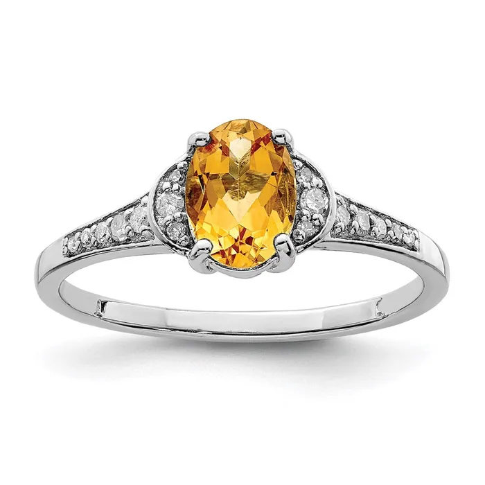 Rings Sterling Silver Rhodium Diamond u0026 Citrine Ring Goldia