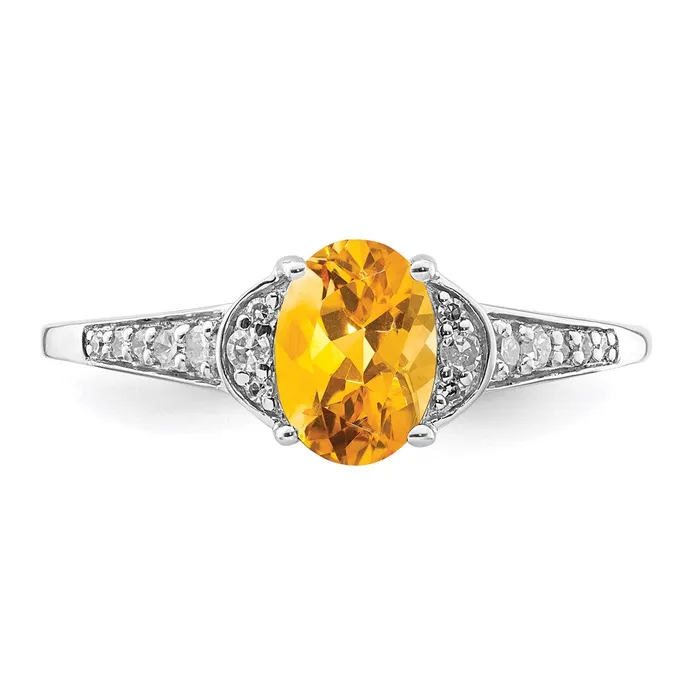 Rings Sterling Silver Rhodium Diamond u0026 Citrine Ring Goldia