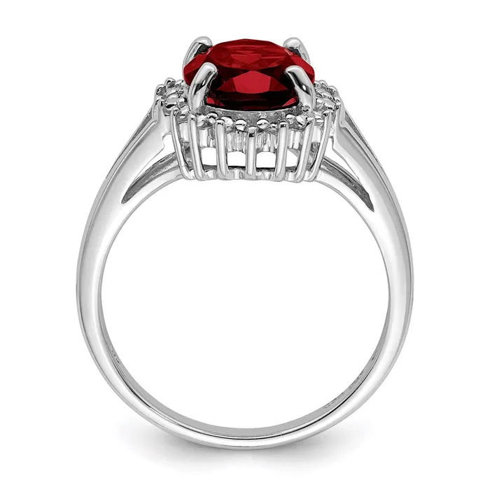 Rings Sterling Silver Rhodiumplated Garnet u0026 Diamond Ring Goldia