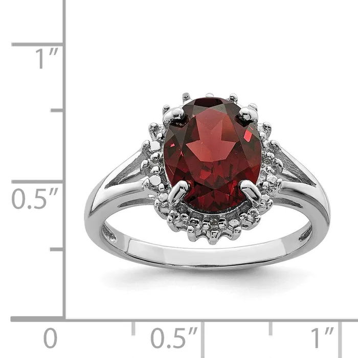 Rings Sterling Silver Rhodiumplated Garnet u0026 Diamond Ring Goldia