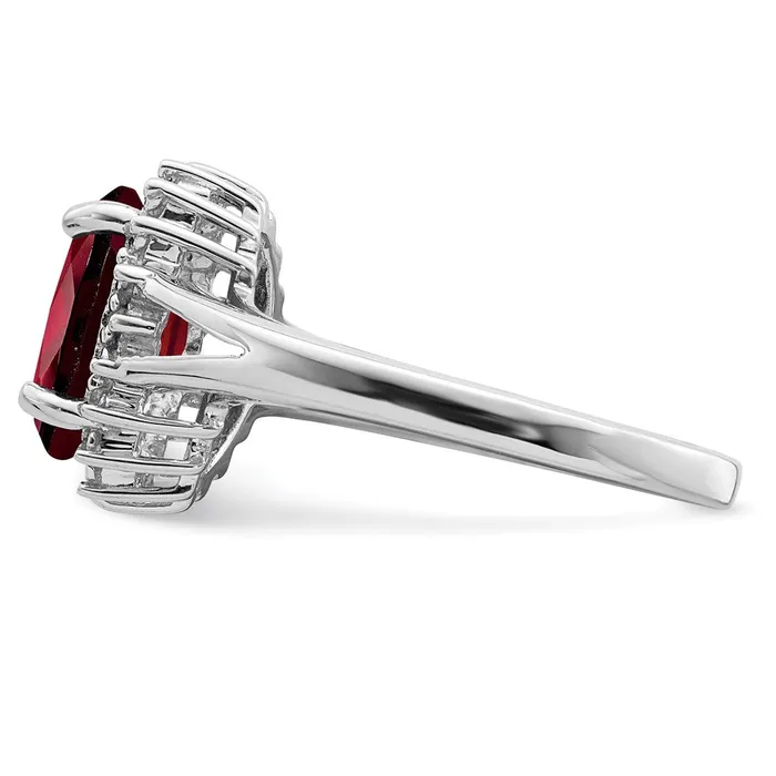 Rings Sterling Silver Rhodiumplated Garnet u0026 Diamond Ring Goldia
