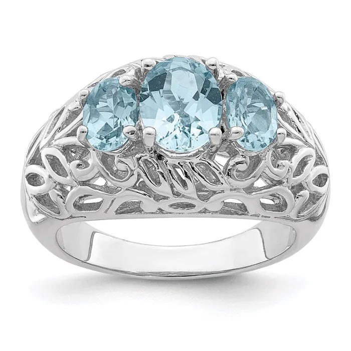 Rings Sterling Silver Rhodium Sky Blue Topaz Ring Goldia