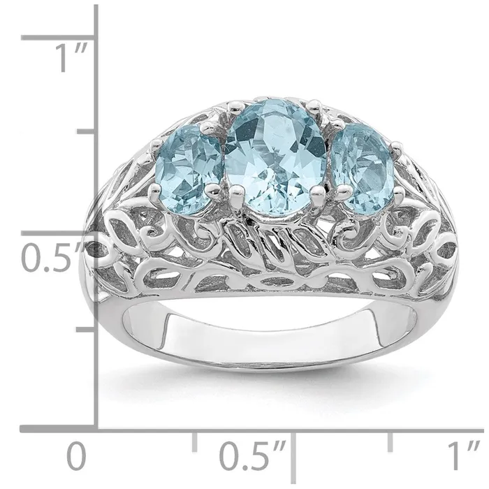 Rings Sterling Silver Rhodium Sky Blue Topaz Ring Goldia